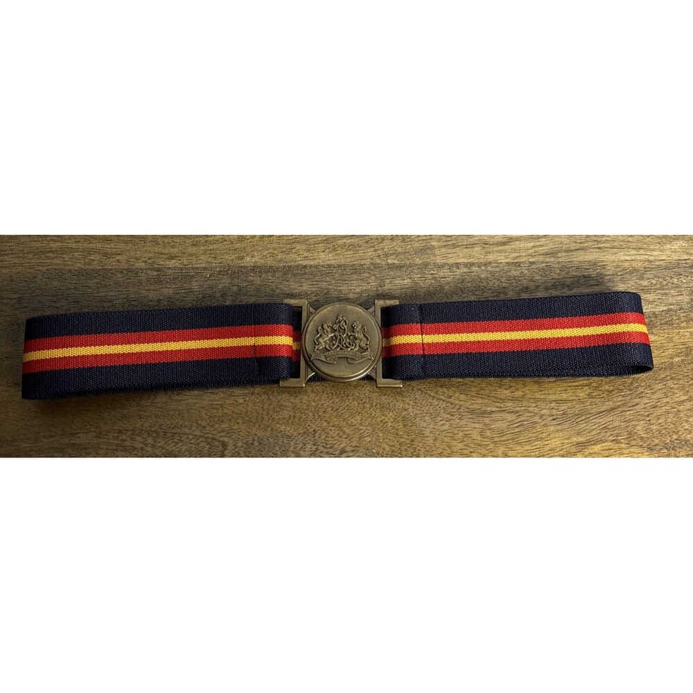 Vintage Polo Ralph Lauren Belt Stripe Stretch Crest Logo Brass Buckle XS 22”-24”